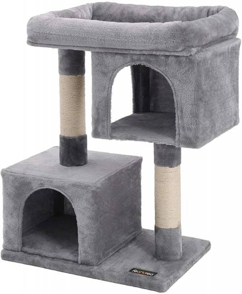 FEANDREA Cat Tree for Large Cats, 2 Cozy Plush Condos and Sisal Posts