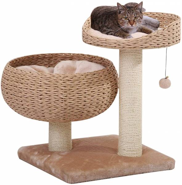 PetPals Hand Made Paper Rope Natural Bowl Shaped with Perch Cat Tree